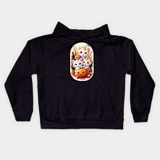 Halloween Kawaii Kittens Playing with small pumpkins Kids Hoodie